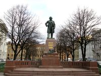 Composer Glinka monument at Theatre square in St. Petersburg opposite the Mariinsky theatre
