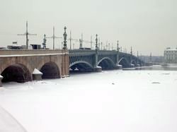 Holy Trinity Bridge on the frozen Neva